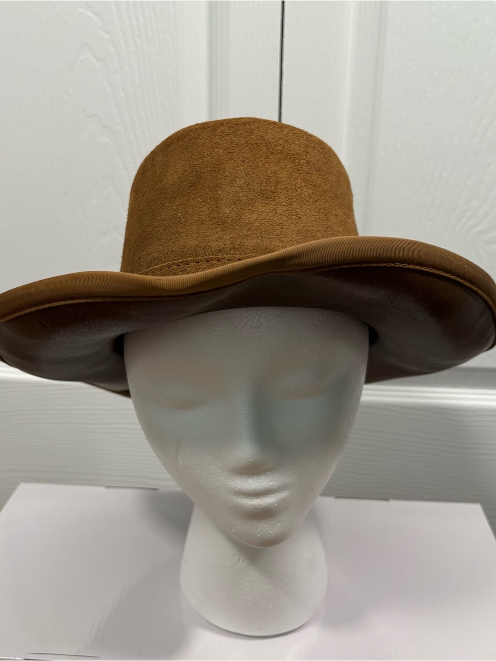 Vintage Brown Leather Outback Hat Medium Western Ranch Cowboy Style Union Made